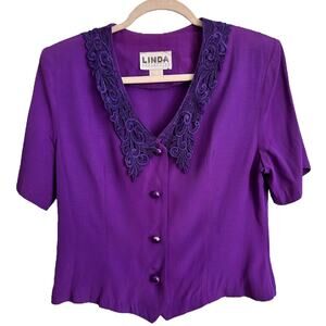 Linda Collection Purple Blouse – Vintage Romantic Style S